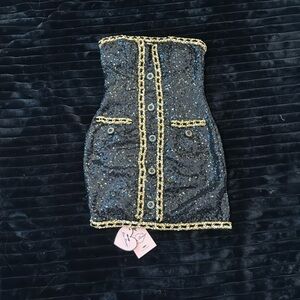 Black and Gold Sequin Dress - Never Worn